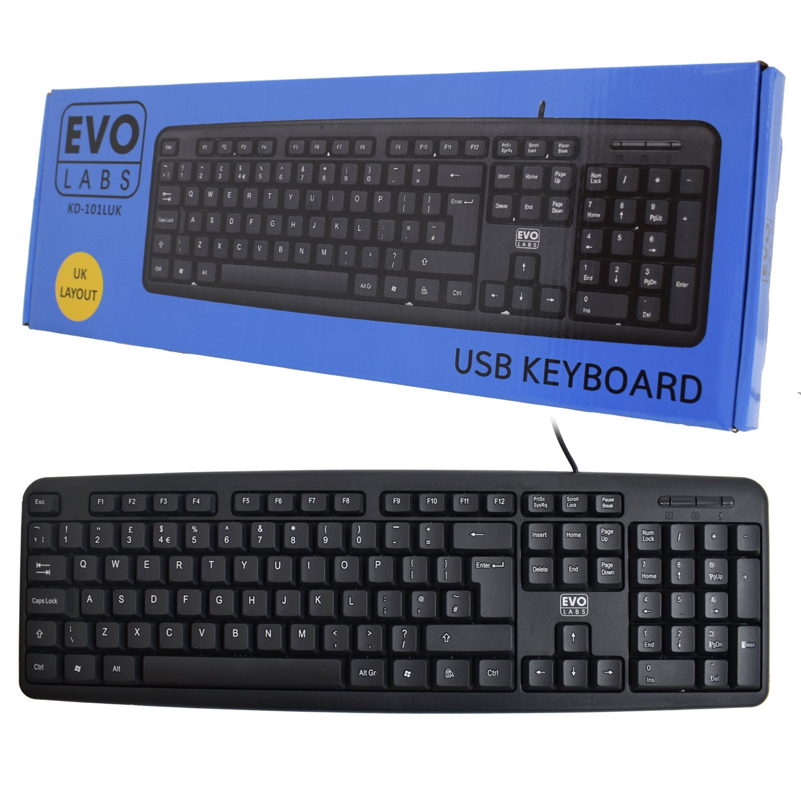 KEEVO-KD101LUK Evo Labs KD-101LUK USB Desktop Keyboard - Image 1