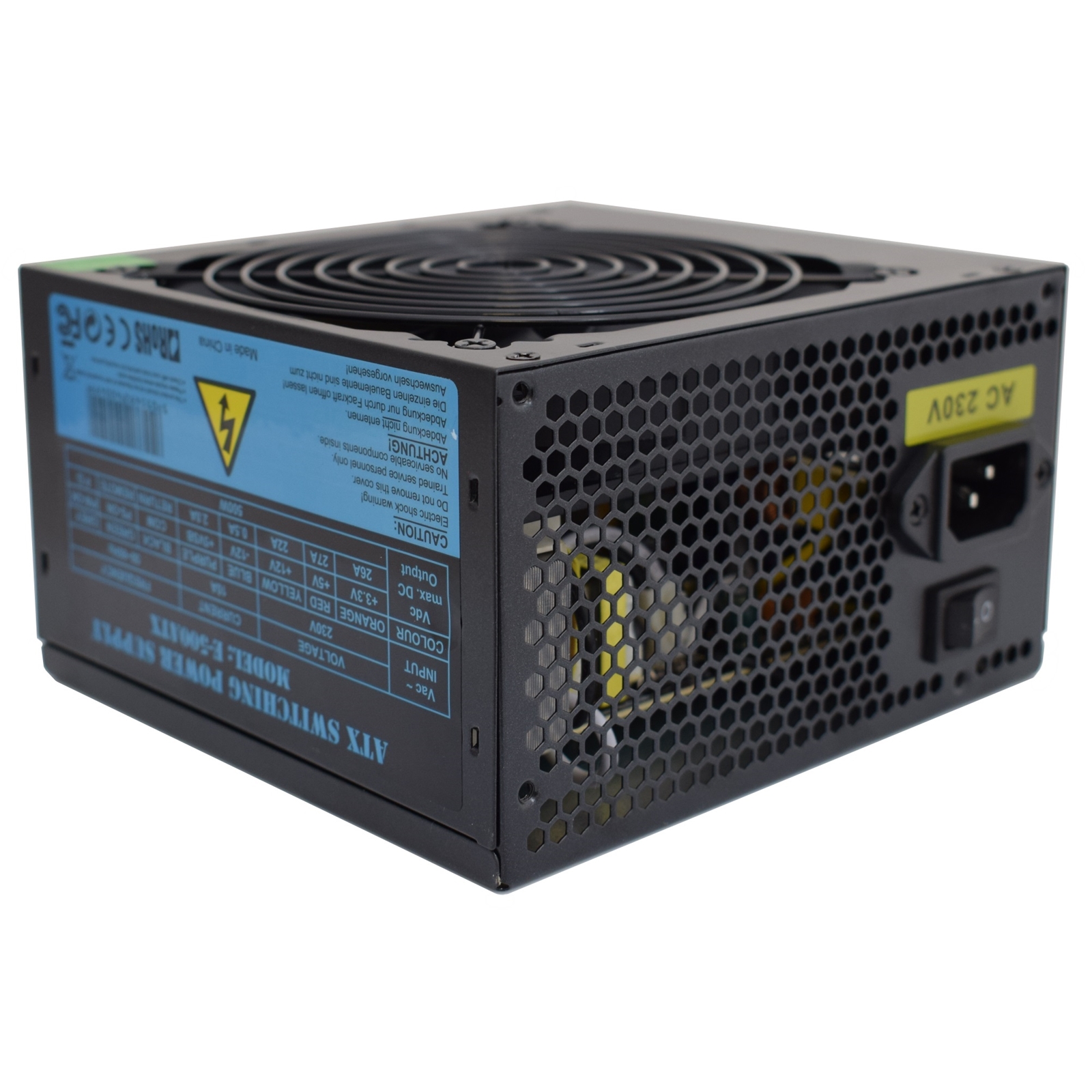 PSEVO-500W-BLACK Evo Labs 500W 120mm Silent Fan PSU (NO BOX) - Image 1