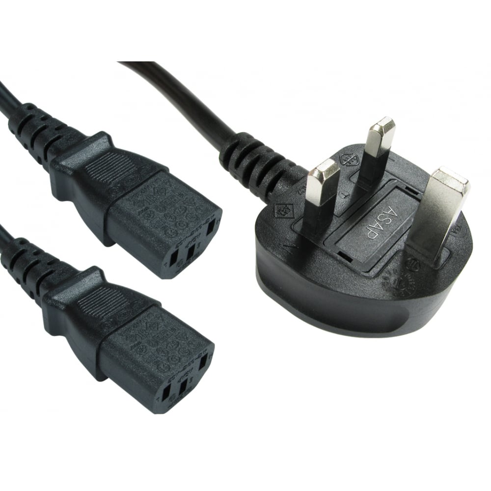 2m-uk-plug-to-2x-c13-mains-splitter-cable-p2881-9040_zoom UK Mains to 2x C13 Kettle 2m Power Cable - Image 1
