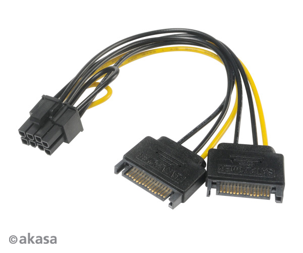 AK-CBPW19-15_g01 6+2 Pin PCIe to 2xSATA Power - Image 1