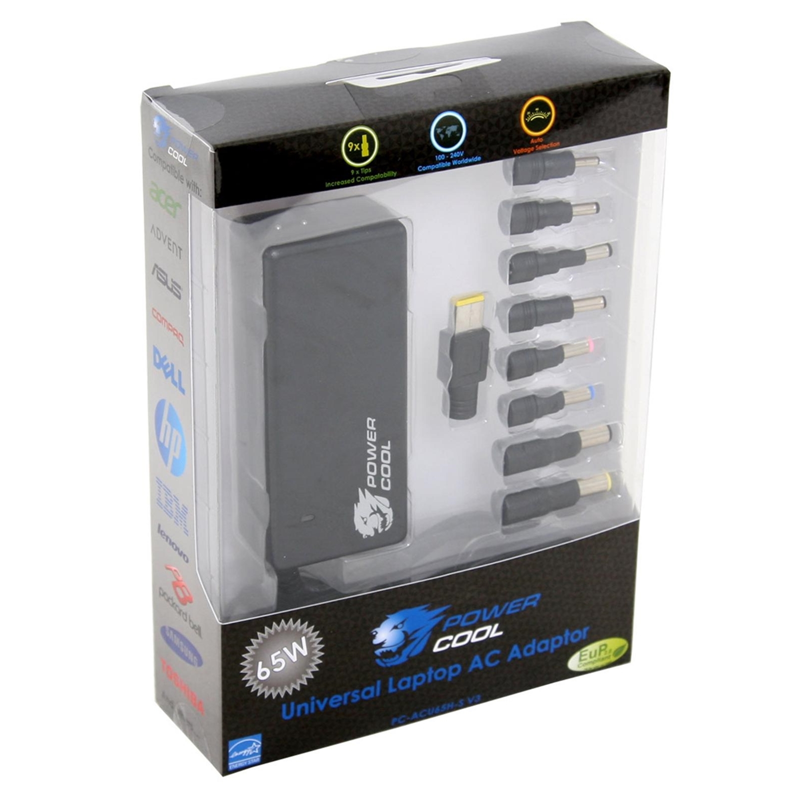 LCTAR-CACU65HS-2 Powercool Universal 65W Auto Sense Power Adapter (8 tips) - Image 1