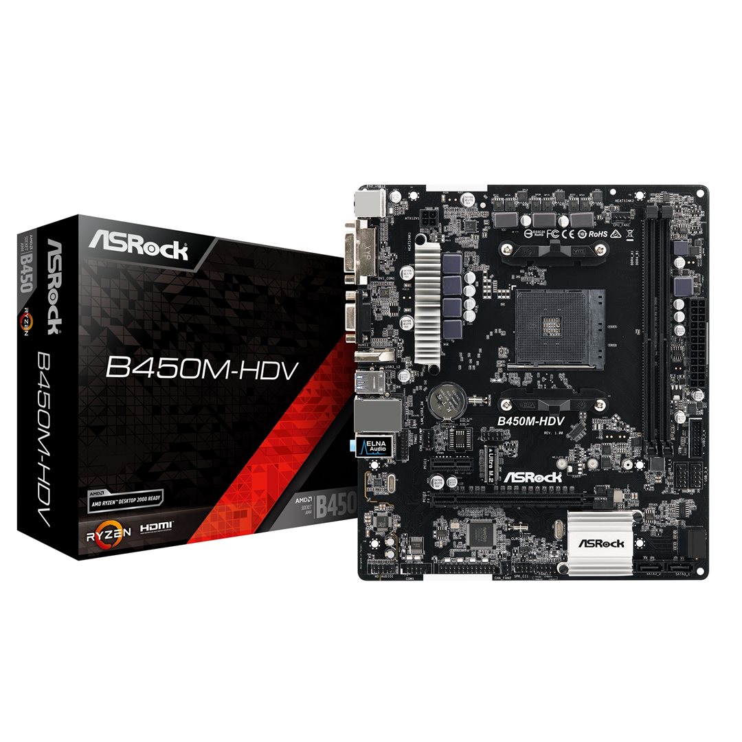 ASRock B450M-HDV R4.0 ASRock B450M-HDV AMD AM4 - Image 1