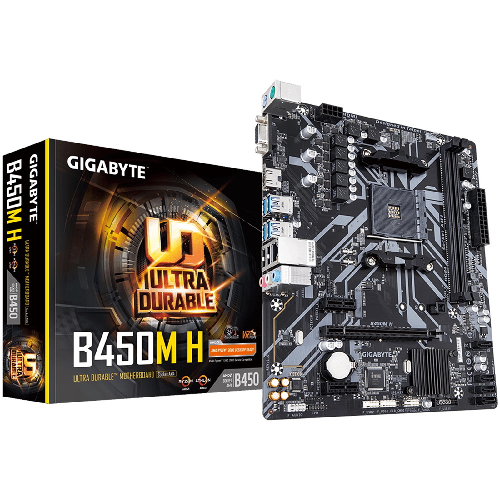 MBGIG-B450M-H Gigabyte B450M H AMD Socket AM4 Micro ATX DDR4 VGA/HDMI M.2 USB 3.1 Motherboard - Image 1