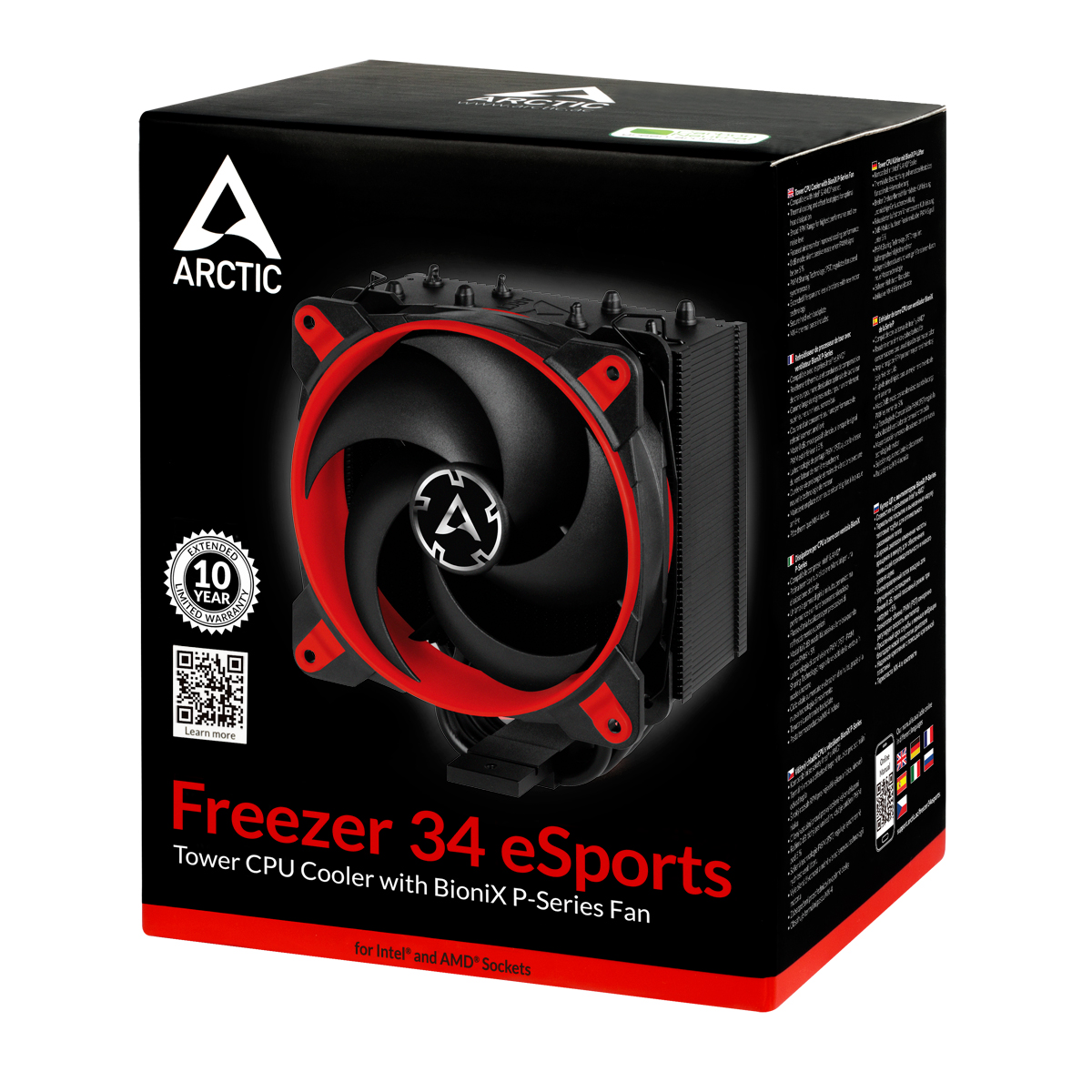 freezer_34_esports_red_g08 Arctic Freezer 34 eSports Edition Heatsink & Fan, Black & Red, Intel & AMD - Image 1
