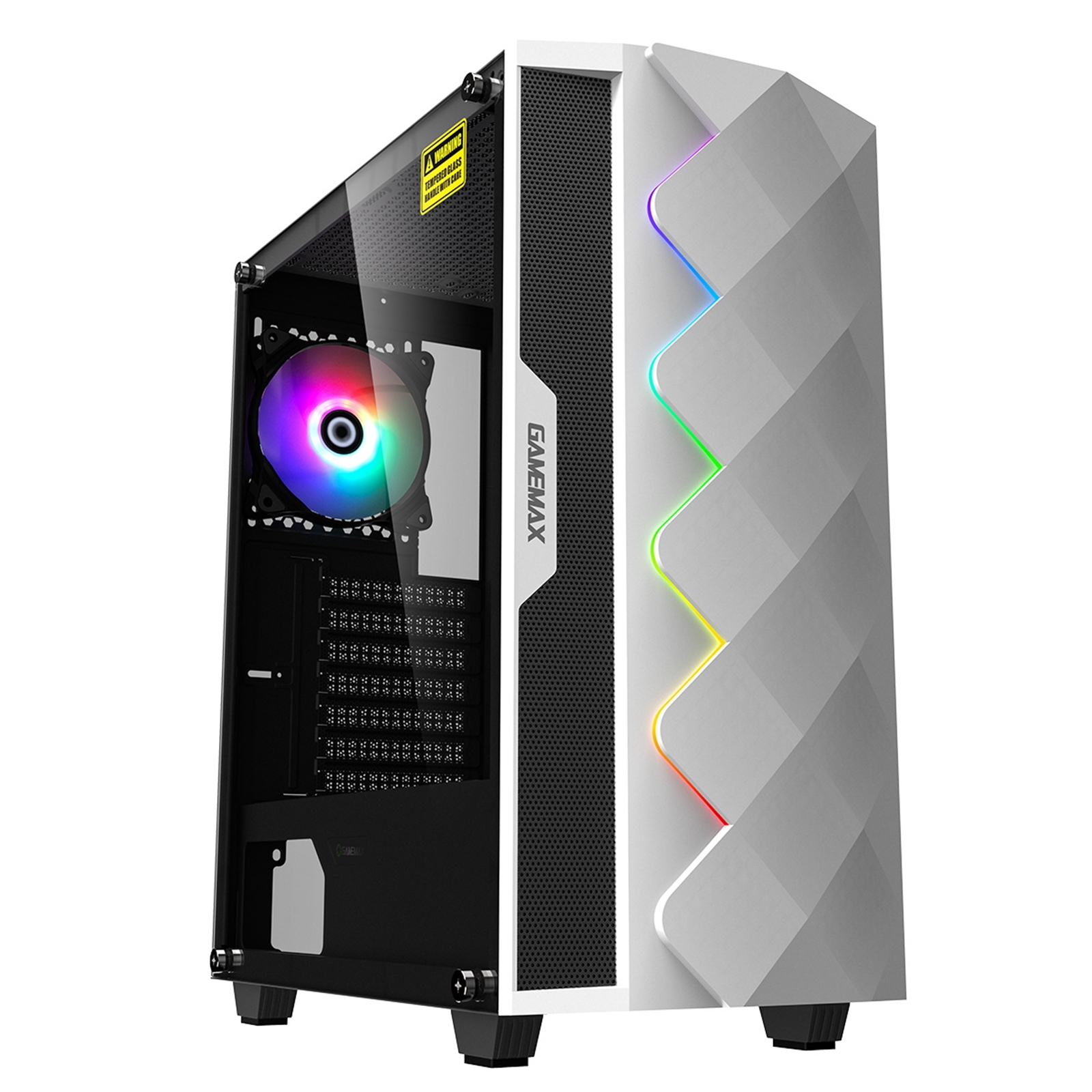 GameMax White Diamond Mid Tower Case with Addressable RGB LED PC Belfast Computer Shop & Services