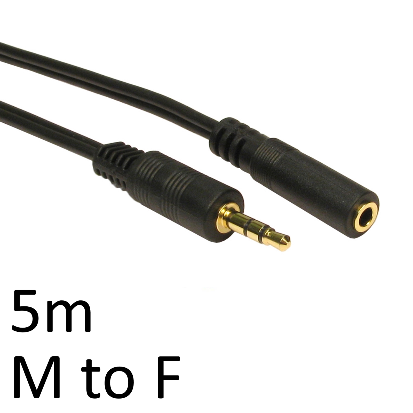 CLTAR-2TF-05 3.5mm (M) Stereo Plug to 3.5mm (F) Stereo Socket 5m Black OEM Cable - Image 1