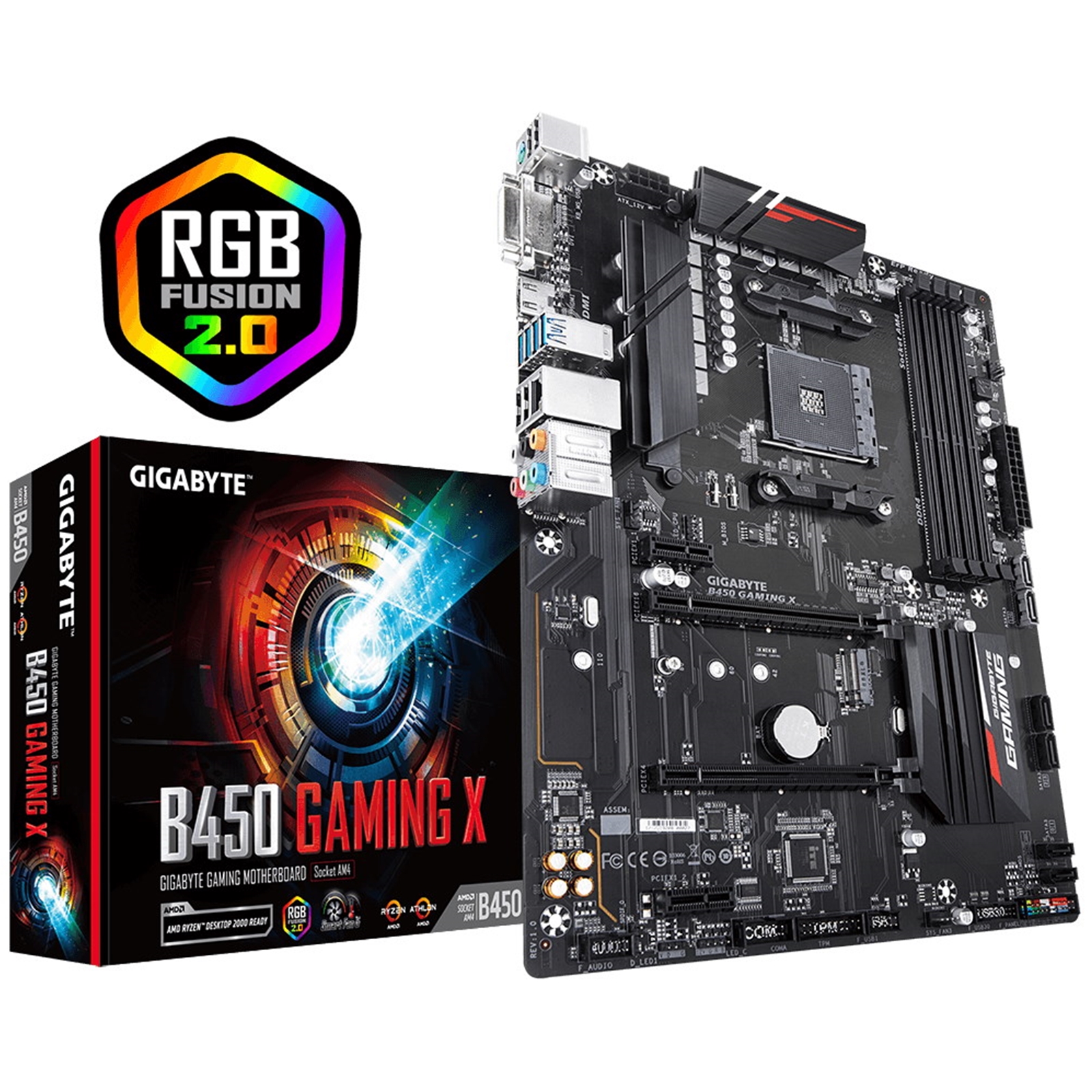 MBGIG-B450GAMX Gigabyte B450 Gaming X AMD Socket AM4 ATX DDR4 DVI-D/HDMI M.2 Motherboard - Image 1