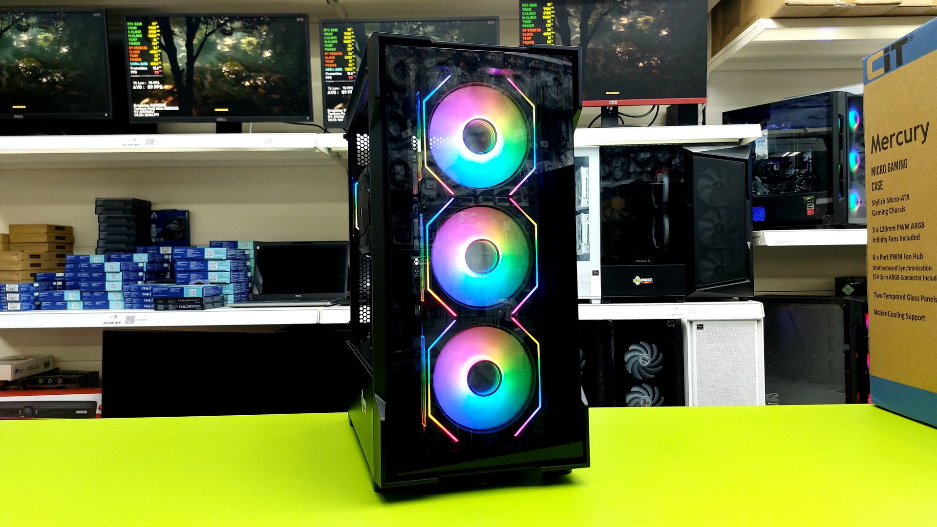 Cit Bolt Black 44 (1) Refurbished Gaming Desktop AMD Ryzen 5 1600X 5.00GHz / 16GB RAM / 500GB SSD / Multi Choice Graphics - Image 1