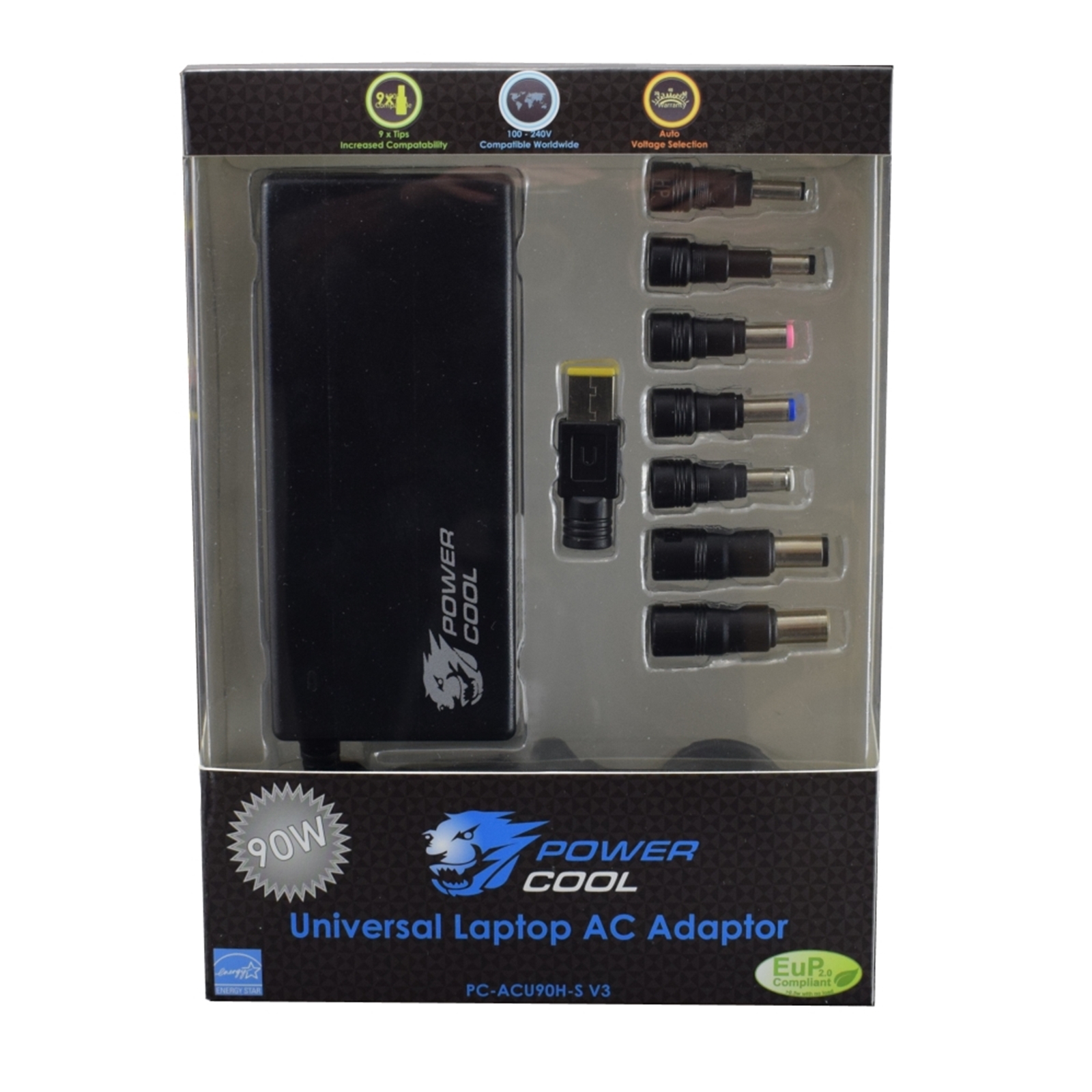 LCTAR-CACU90HSV4 Powercool Universal 90W Auto Sense Power Adapter (8 tips) - Image 1