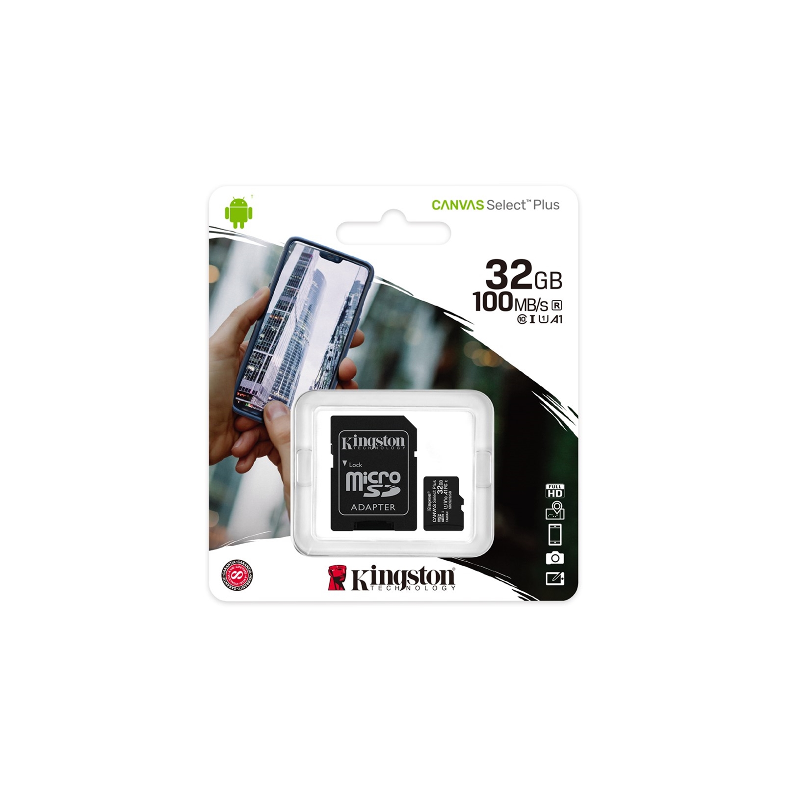 140417 Kingston Canvas Select Plus 32GB Micro SD UHS-I Flash Card with Adapter - Image 1