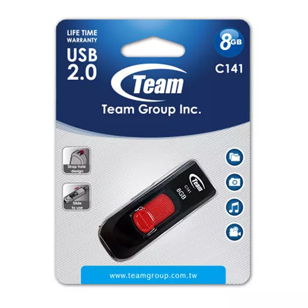 8GB Team C141 8GB Team C141 USB 2.0 Red USB Flash Drive - Image 1