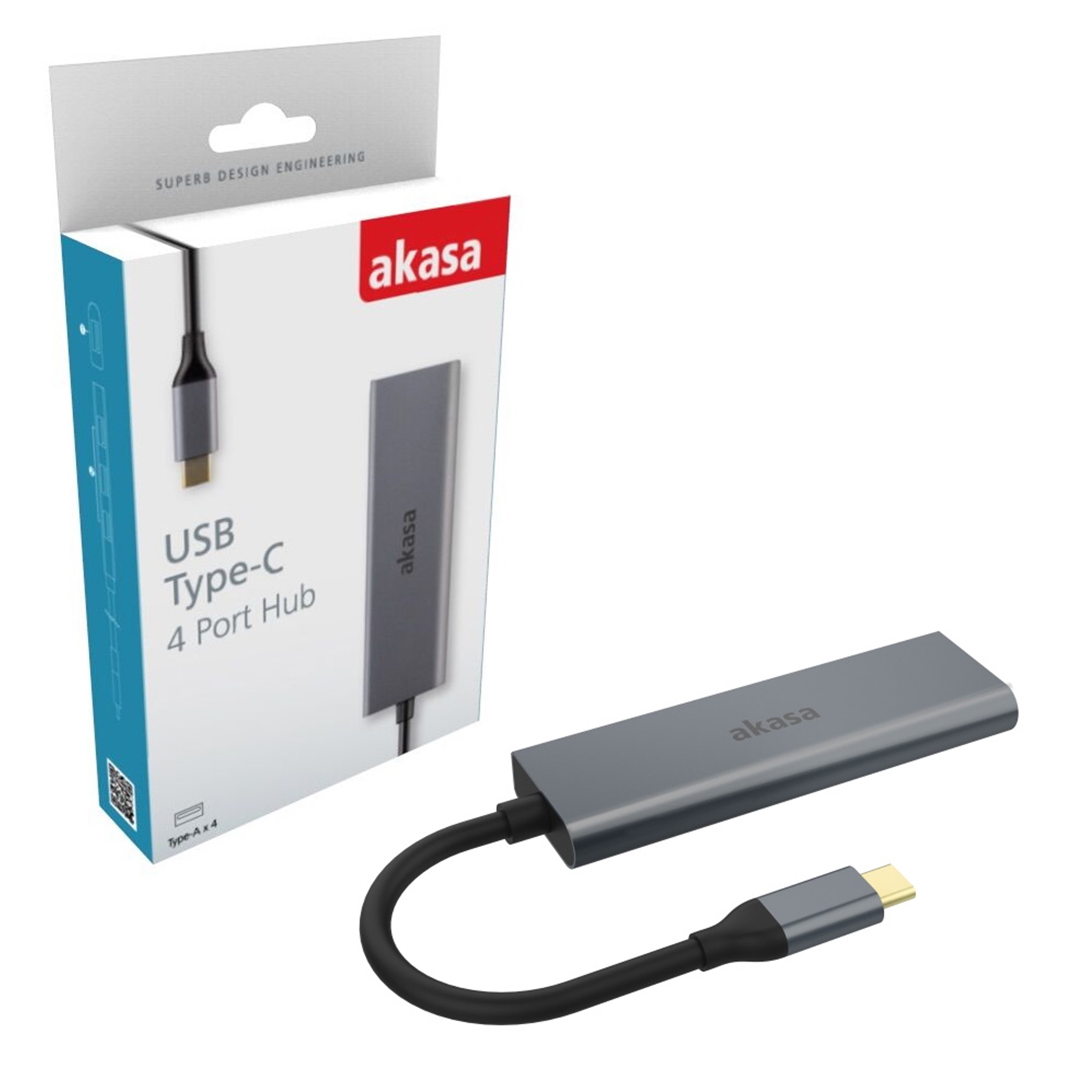 CRAKA-CBCA2518BK Akasa AK-CBCA25-18BK USB Type-C 4 Port Hub - Image 1