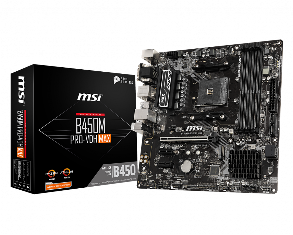 product_6_20190708134634_5d22d8bac2965 MSI B450M PRO-VDH MAX Motherboard mATX, AM4, DDR4, LAN, USB 3.2 Gen1, M.2, VGA, DVI-D, HDMI, AMD RYZEN 1st, 2nd and 3rd Gen Ready - Image 1