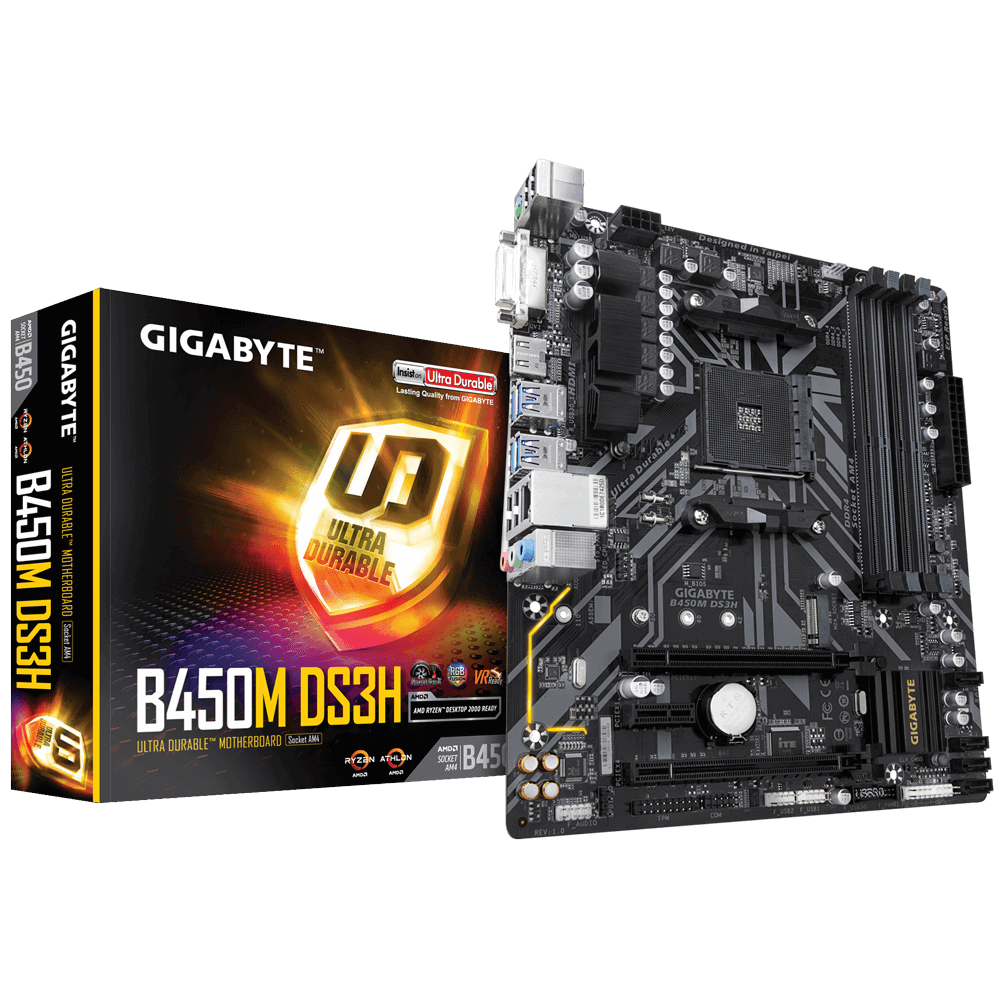 2019011815461141_big Gigabyte B450M DS3H AMD Socket AM4 Micro ATX DVI-D/HDMI DDR4 USB 3.1 Motherboard - Image 1