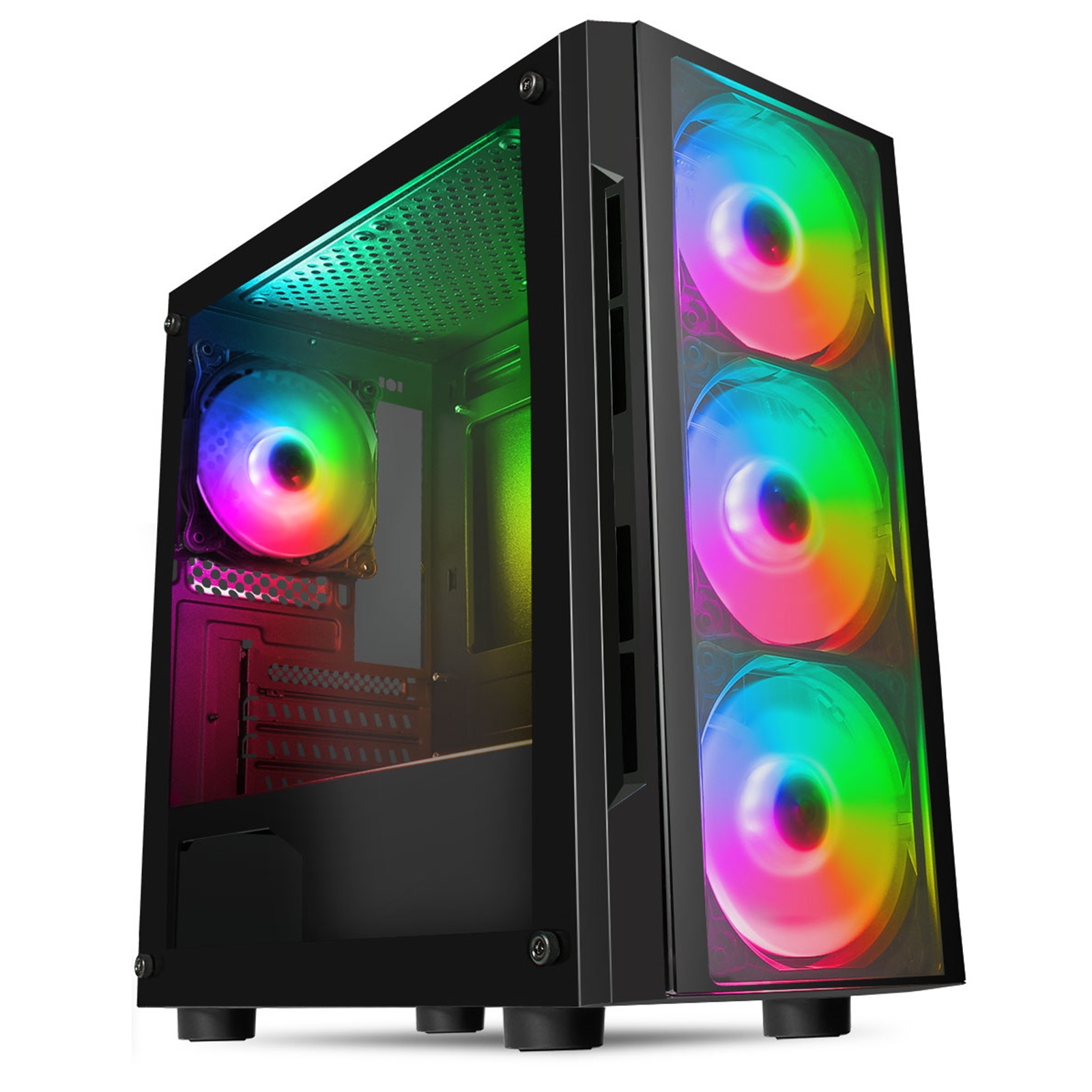 CACIT-FLASH CiT Flash Micro Tower, Tempered Glass, 4 x RGB LED Fans - Image 1