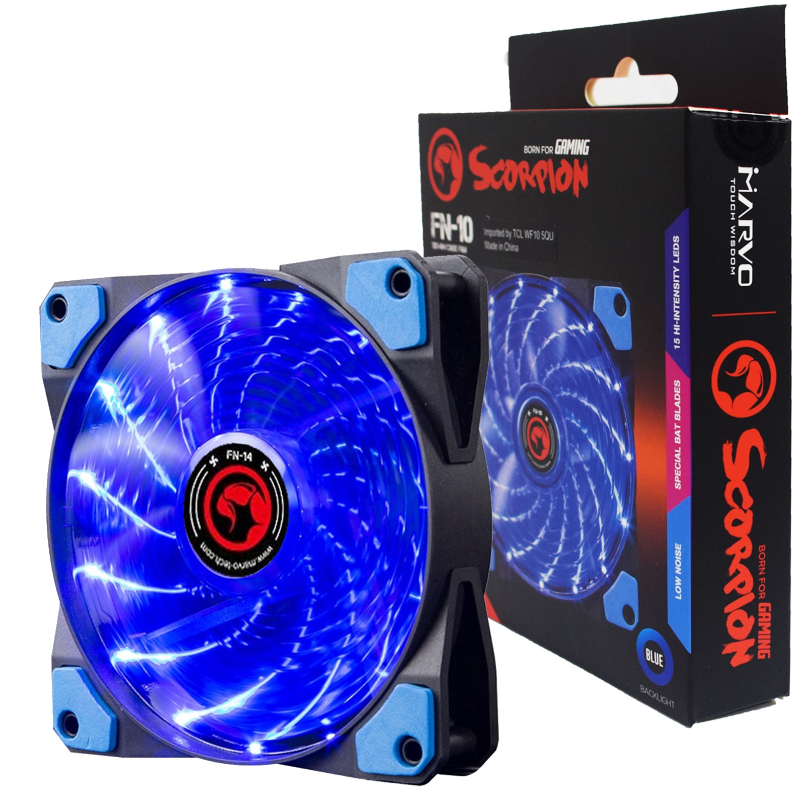 FAMAR-FN10BLUE Marvo Scorpion FN-10 Blue 120mm 1200RPM Blue LED Fan - Image 1