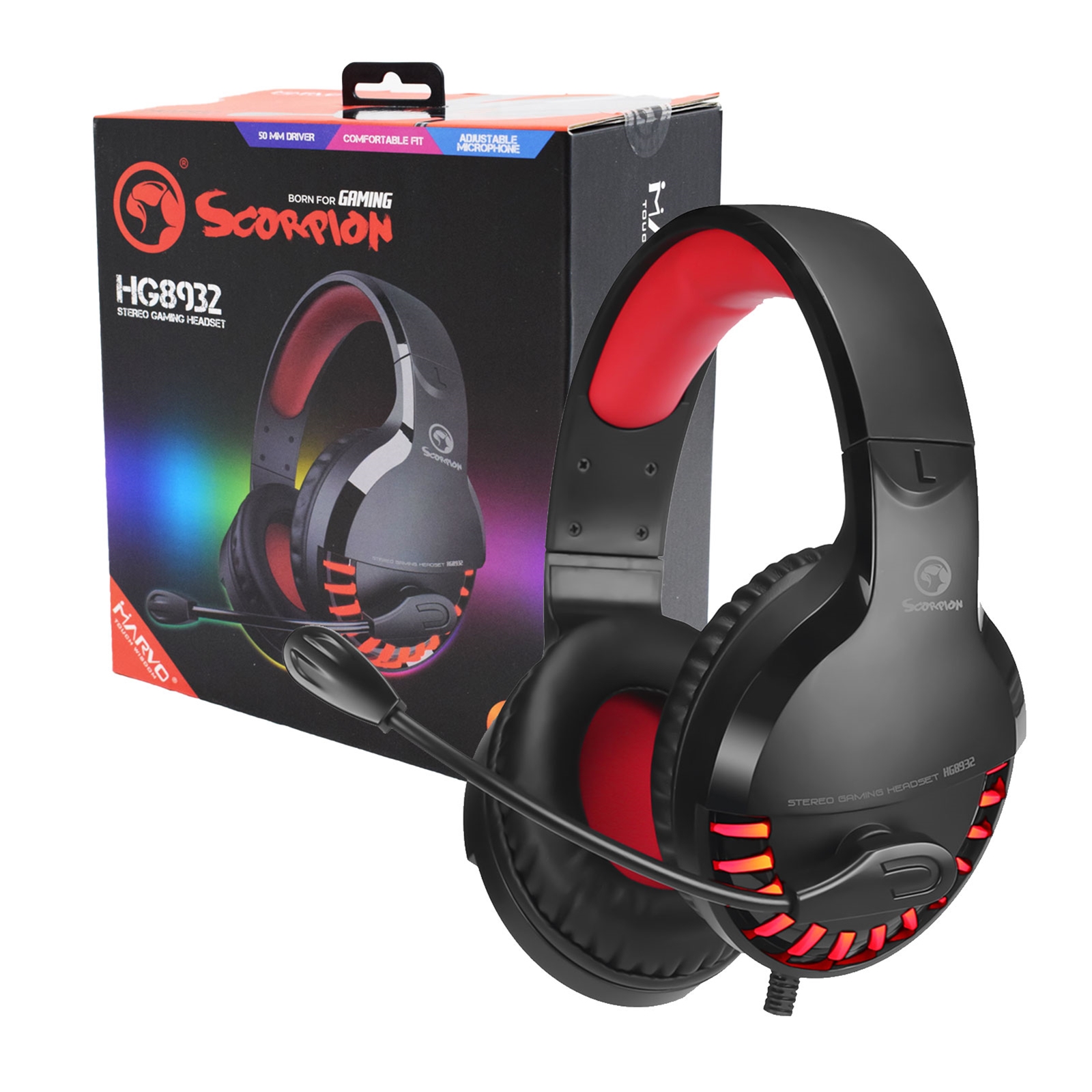 SPMAR-HG8932-BF Marvo Scorpion HG8932 Stereo Sound Gaming Headset - Image 1