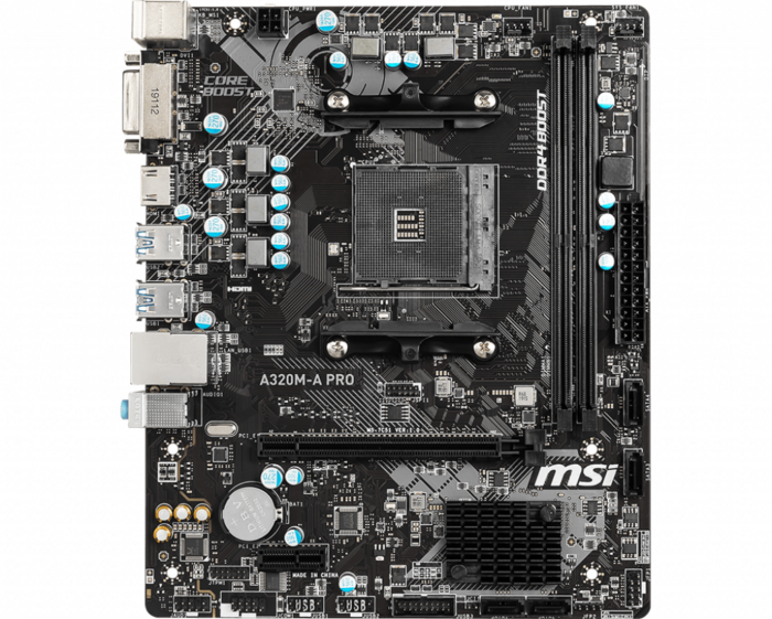 MSI A320M-A PRO Motherboard mATX, AM4, DDR4, LAN, USB 3.2 Gen1, DVI-D, HDMI - Image 2