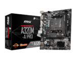 MSI A320M-A PRO Motherboard mATX, AM4, DDR4, LAN, USB 3.2 Gen1, DVI-D, HDMI