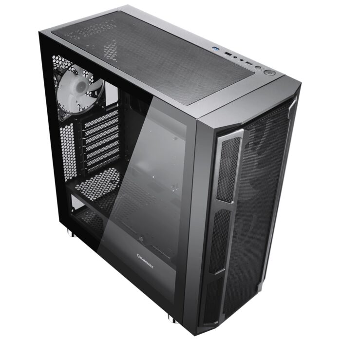 GameMax F15M Full Tower 1 x USB 3.0 / 2 x USB 2.0 Tempered Glass Side Window Panels With Mesh Front Panel Black Case with Addressable RGB LED Fans - Image 3