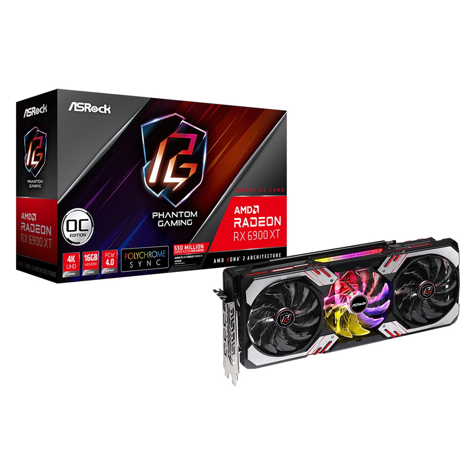 GRASR-6900XTPGD ASRock AMD Radeon RX 6900 XT Phantom Gaming D 16GB OC Triple Fan RGB Graphics Card - Image 1