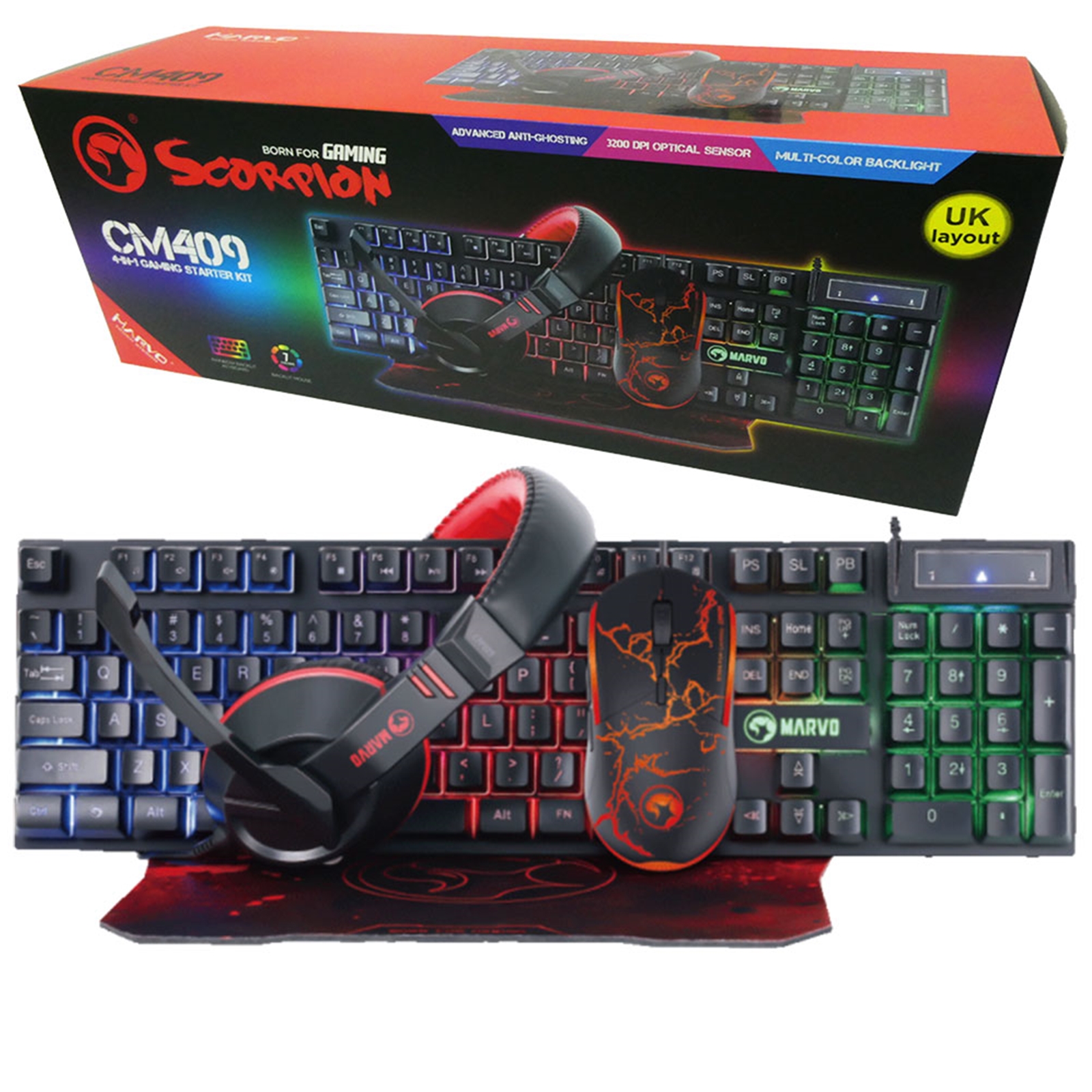 KEMAR-CM409-UK Marvo Scorpion CM409 4-in-1 Gaming Starter Kit - Image 1