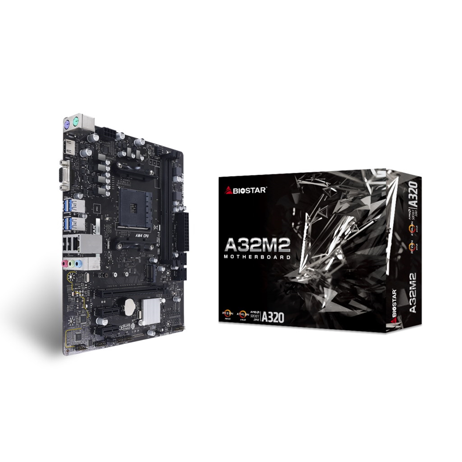 MBBIO-A32M2 Biostar A32M2 AMD Socket AM4 HDMI/VGA Micro ATX USB 3.2 Gen1 M.2 Motherboard - Image 1
