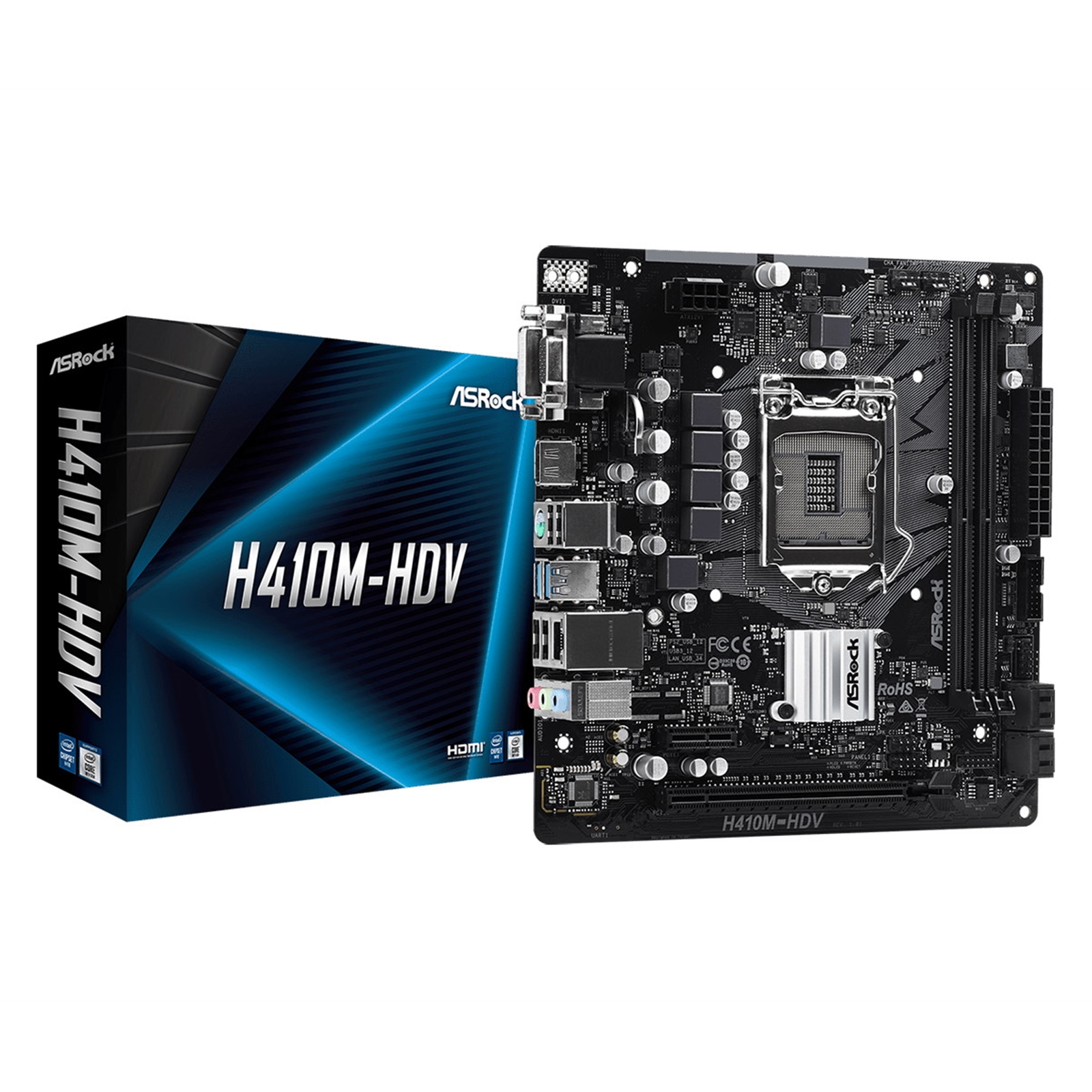 MBASR-H410MHDV ASRock H410M-HDV Intel Socket 1200 10th Gen Micro ATX HDMI/VGA/DisplayPort USB 3.2 Gen1 Motherboard - Image 1