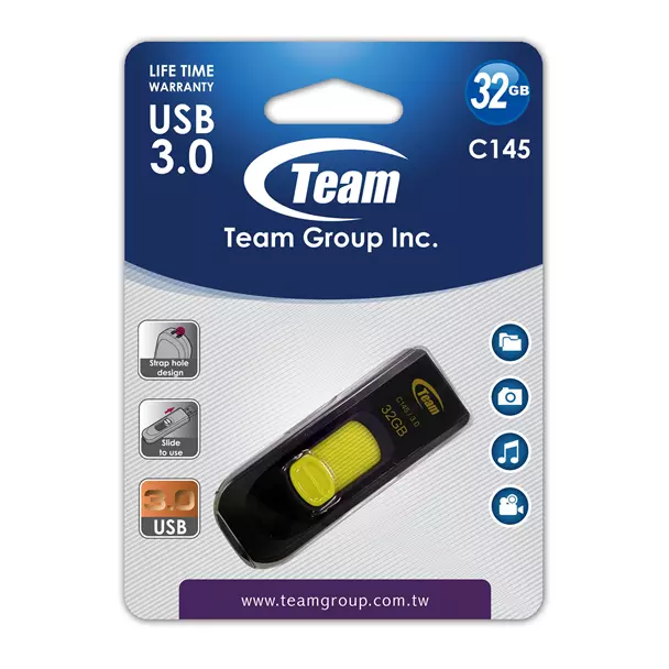 Team C145 32GB 32GB Team C145 USB 3.0 Yellow USB Flash Drive - Image 1