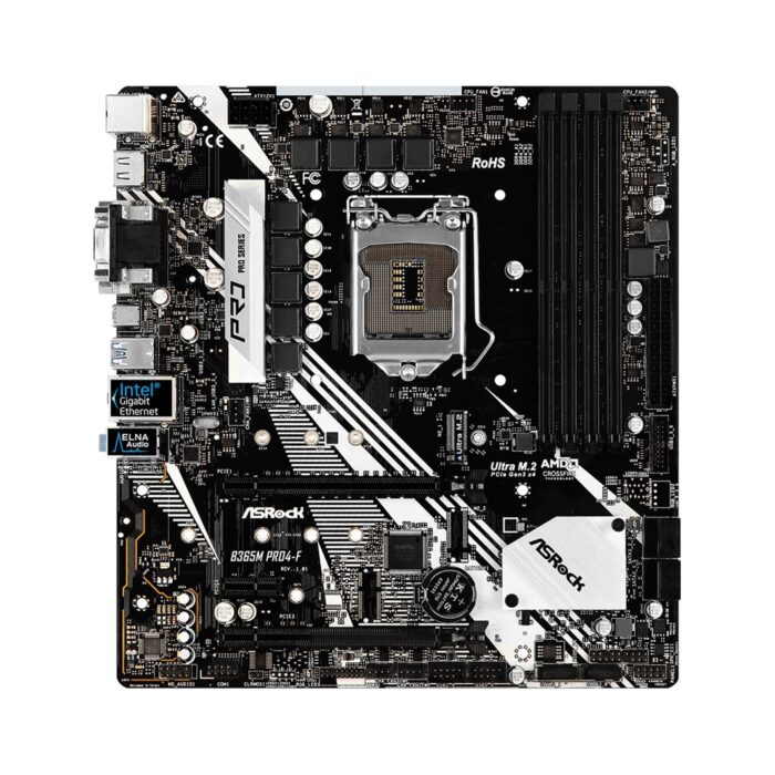 USED ASRock B365M Pro4-F Intel Socket 1151 DDR4 Micro ATX VGA/HDMI/DVI-D USB C 3.2 M.2 Motherboard - Image 2