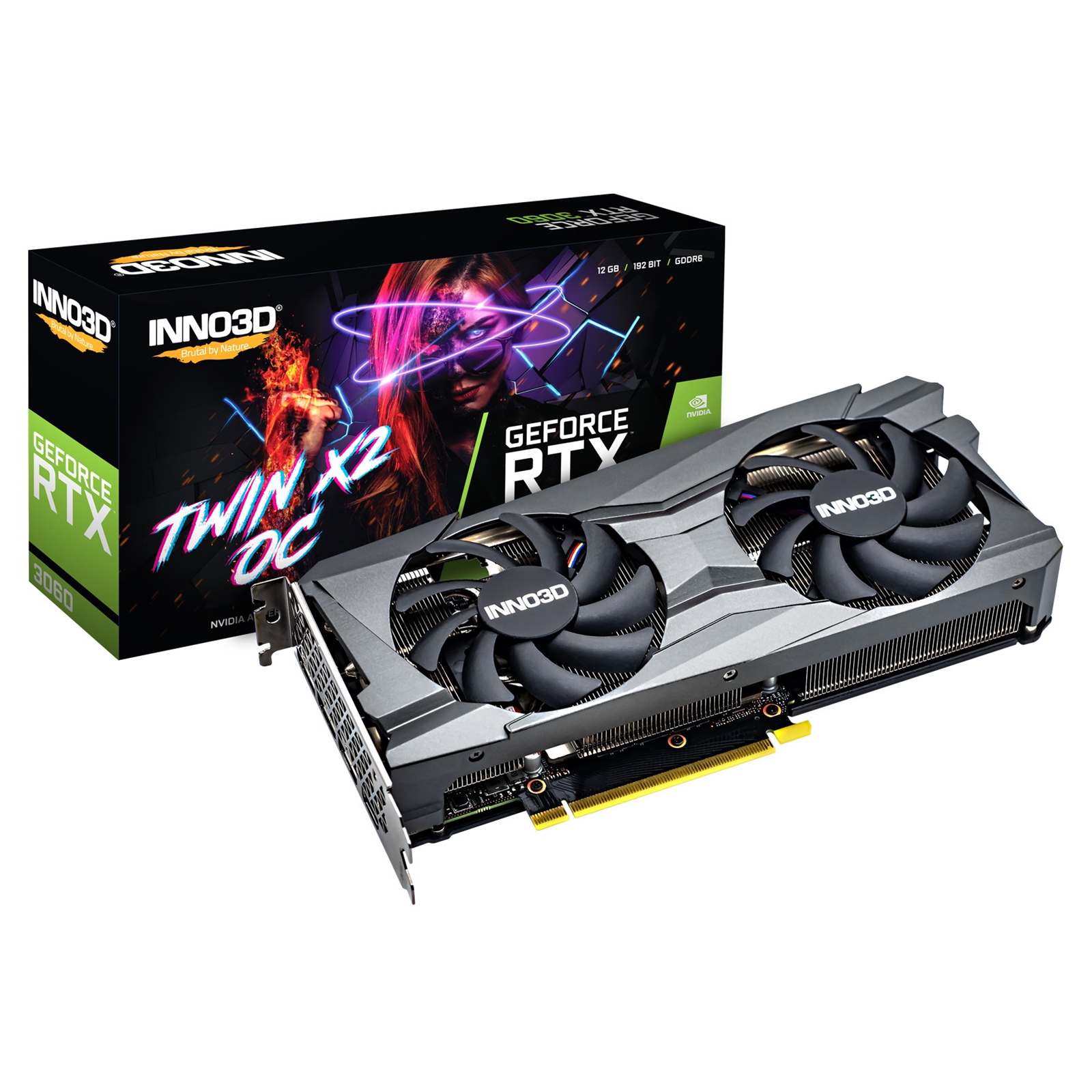 GRINN-N306032D6X Inno3D Nvidia GeForce RTX 3060 Ti Twin X2 OC 8GB Dual Fan Graphics Card - Image 1