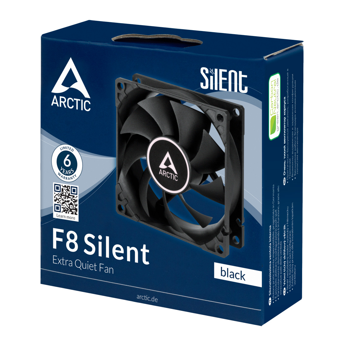 f8-silent-black-g03 Arctic F8 Silent 8cm Case Fan, Black, 9 Blades, Fluid Dynamic - Image 1
