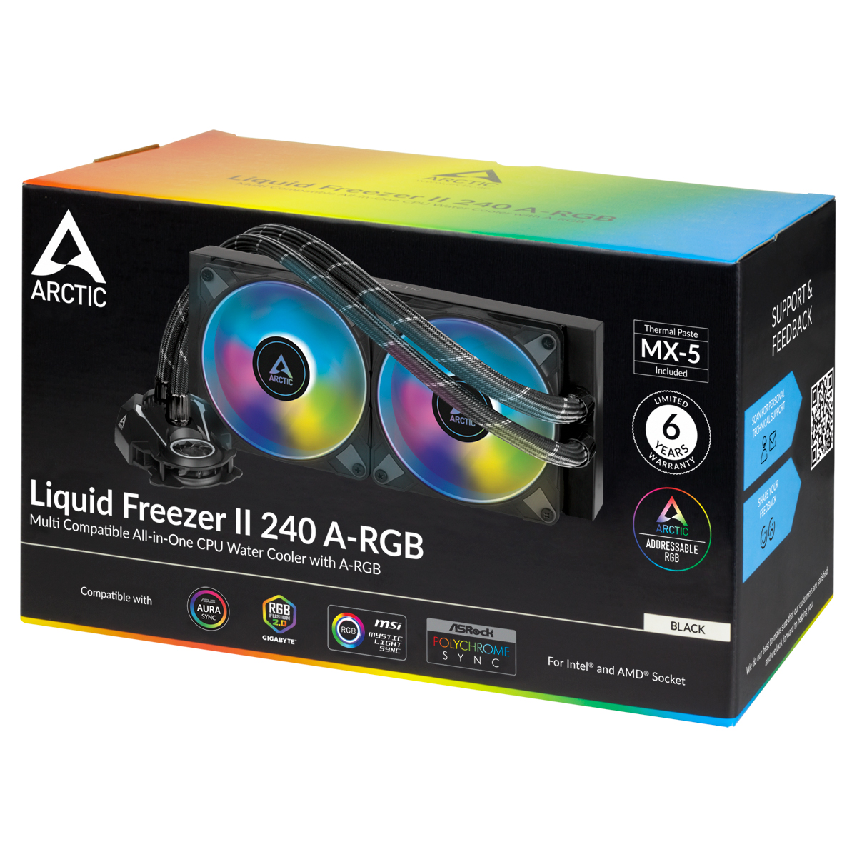 liquid-freezer-ii-240-argb-g06 Arctic Liquid Freezer II 240 ARGB 240mm Liquid CPU Cooler, PWM Fans & PWM Controlled Pump - Image 1