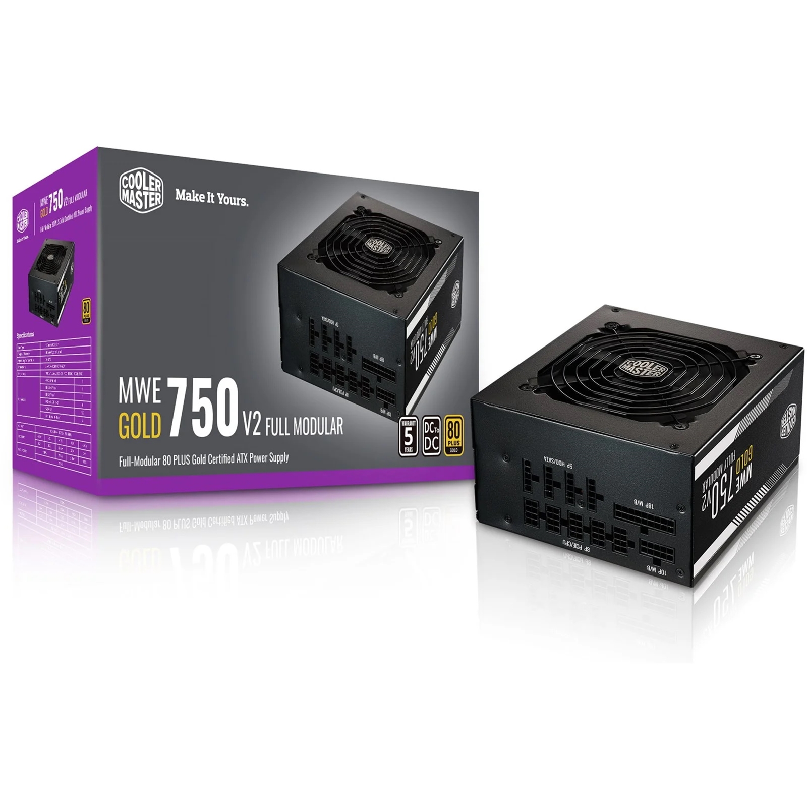 PSCOO-MPE7501AFA Cooler Master MWE Gold V2 750W 120mm HDB Fan 80 PLUS Gold Fully Modular PSU - Image 1