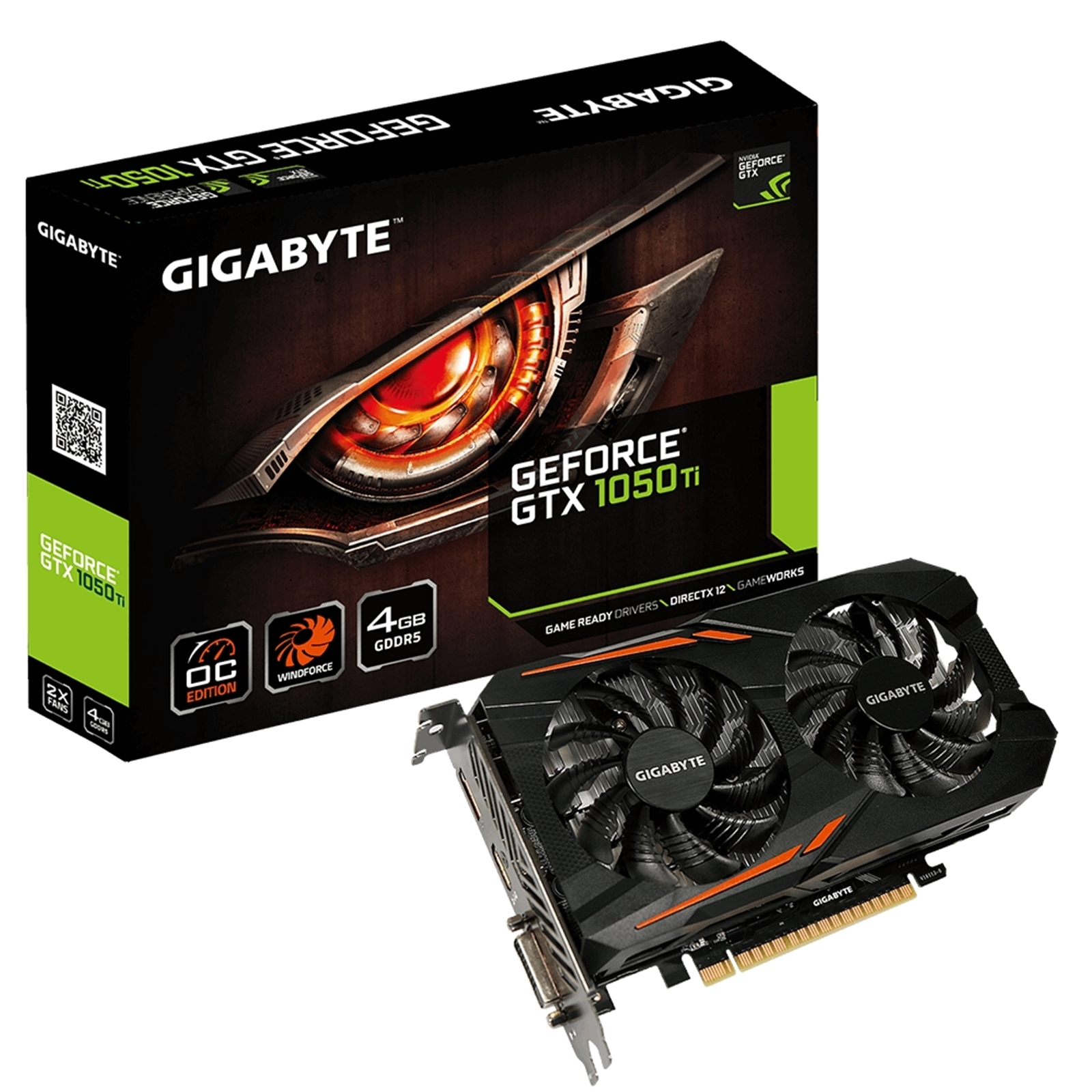GRGIG-GVN105TOC4 Used Gigabyte GeForce GTX 1050 TI OC 4GB GDDR5 WINDFORCE 2X Cooling System Graphics Card - Image 1