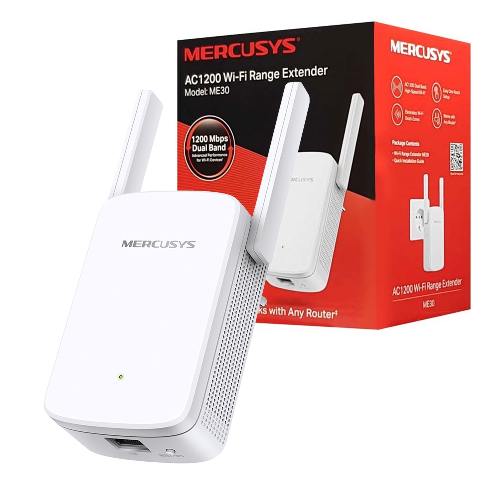 NPMER-ME30 Mercusys ME30 AC1200 Wi-Fi Range Extender - Image 1