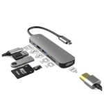 Prevo C605A USB Type-C 6-In-1 Hub with HDMI, SD and TF Card Reader, USB 2.0, USB 3.0, USB-C - Image 2