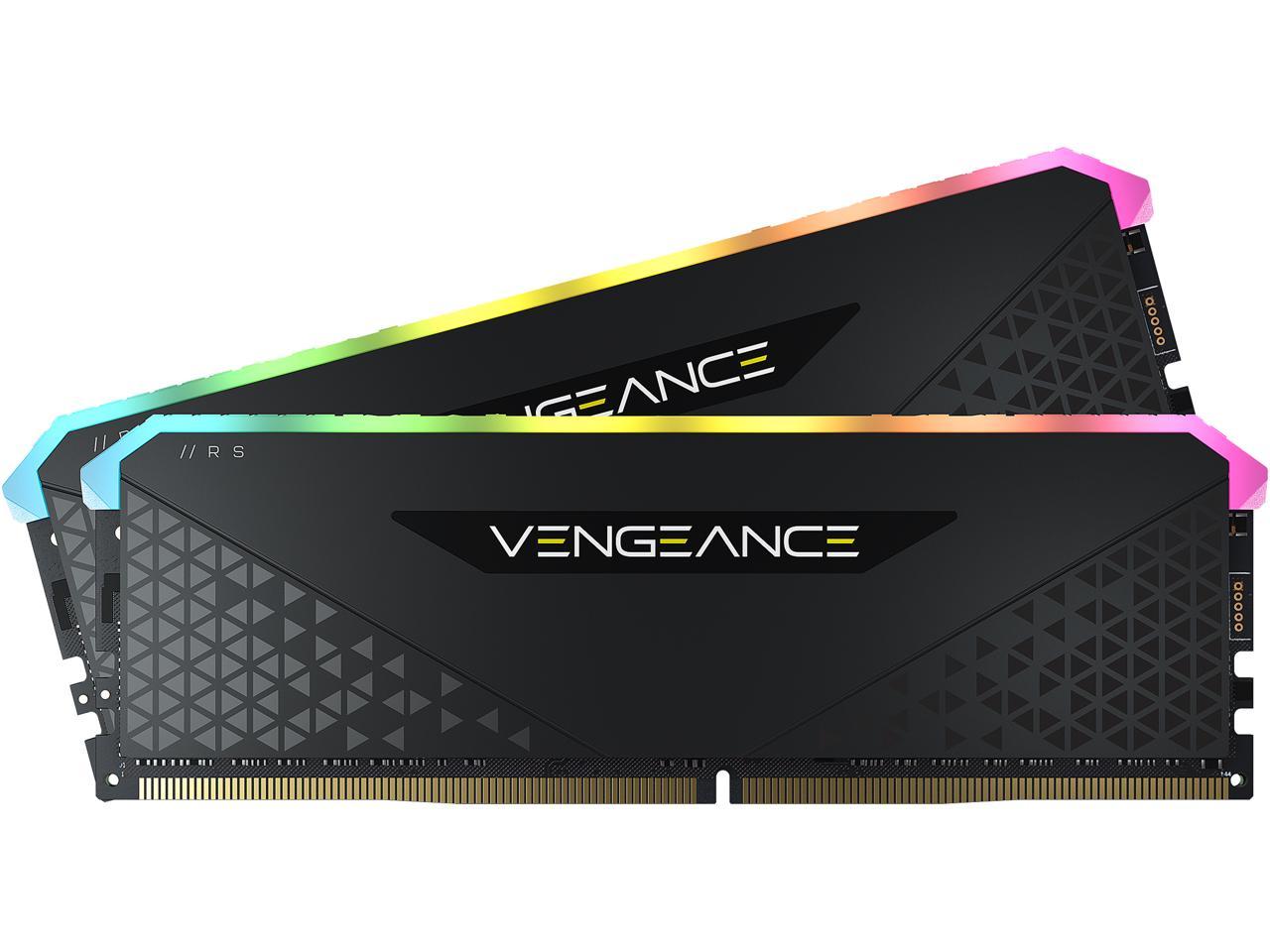 20-236-767-V01 Corsair Vengeance RGB RS 16GB Memory Kit (2 x 8GB), DDR4, 3200MHz (PC4-25600), CL16, XMP 2.0, 6 LEDs, Black - Image 1