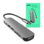 Prevo C605A USB Type-C 6-In-1 Hub with HDMI, SD and TF Card Reader, USB 2.0, USB 3.0, USB-C