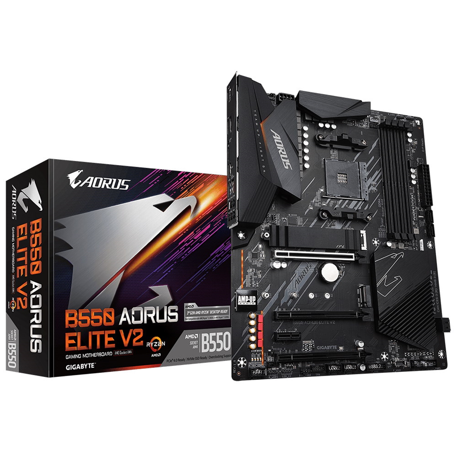 MBGIG-GAB55AEL2 Gigabyte B550 AORUS ELITE V2 AMD Socket AM4 ATX HDMI/DIsplayPort M.2 RGB USB 3.2 Type-C Motherboard - Image 1