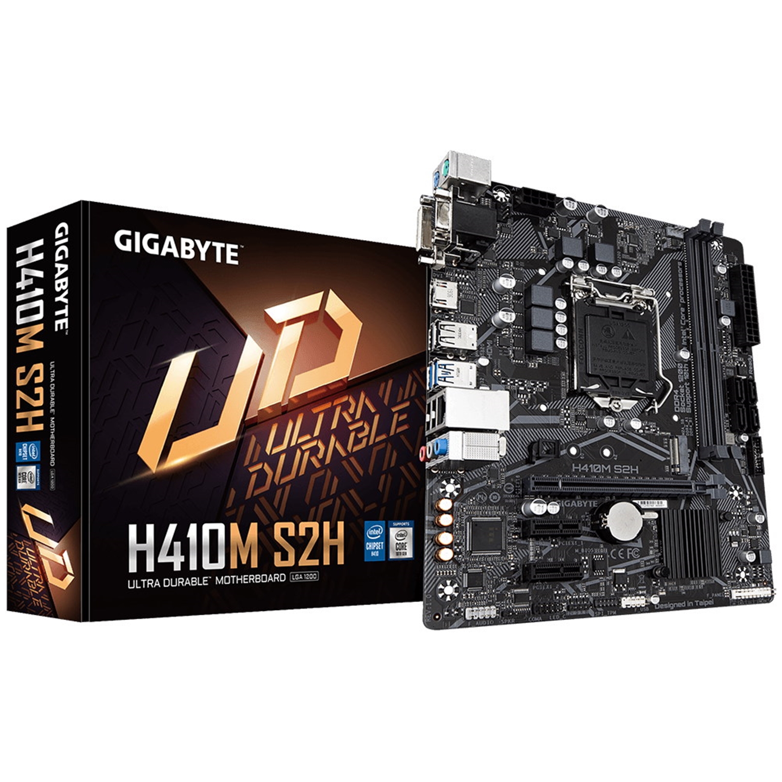 MBGIG-GAH41MS2H Gigabyte H410M S2H Intel Socket 1200 Micro ATX HDMI/DVI/VGA M.2 USB 3.2 Gen1 Motherboard - Image 1