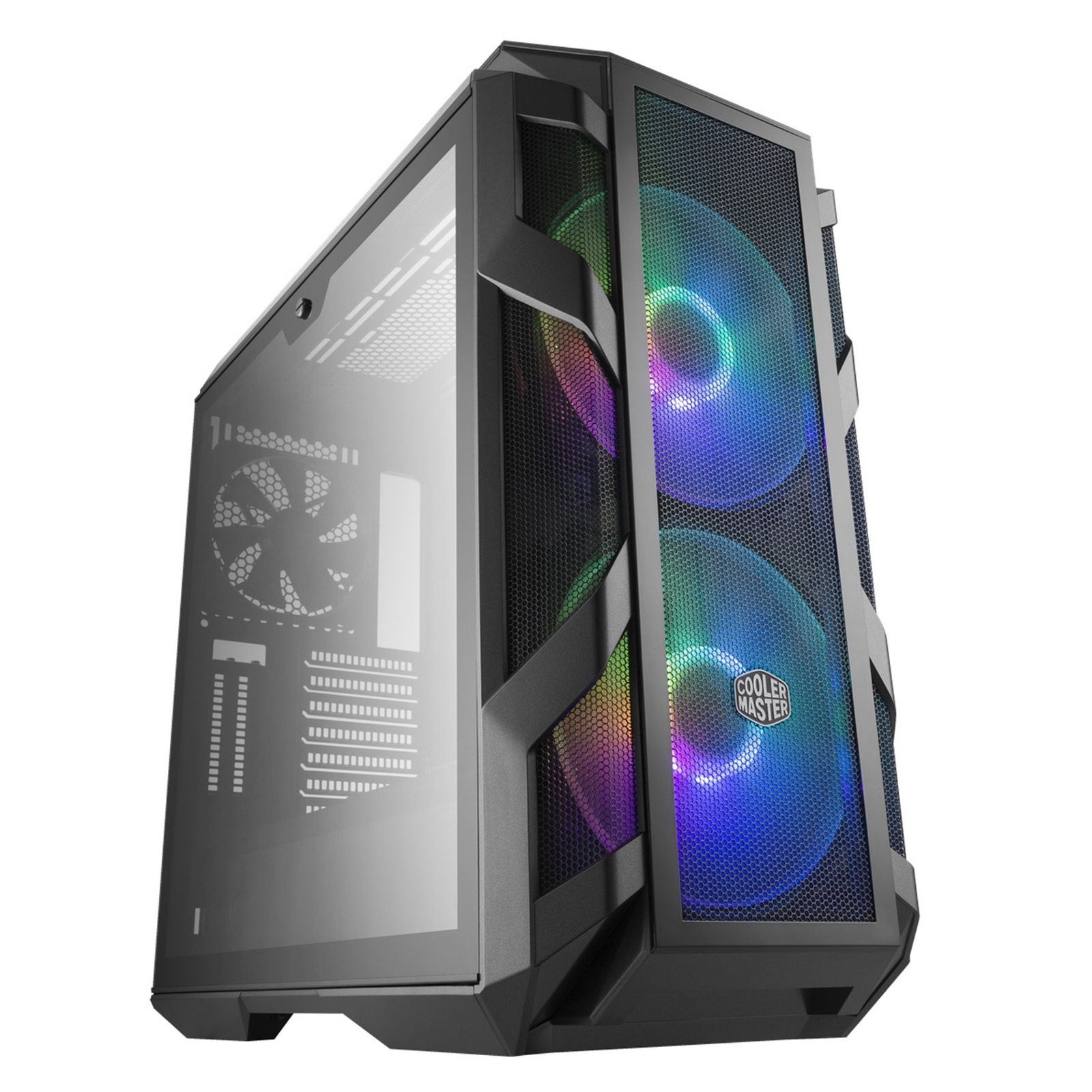 CACOO-MCMH500MIH Cooler Master MasterCase H500M Full Tower 4 x USB 3.0 / 1 x USB 3.1 Type-C 4 x Tempered Glass Window Panels Iron Grey Case with Addressable RGB LED Fans & RGB Controller - Image 1