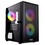 CRONUS Theia Case, Gaming, Black, Micro Tower Mesh Front Panel for Optimized Airflow, ARGB LED Fans