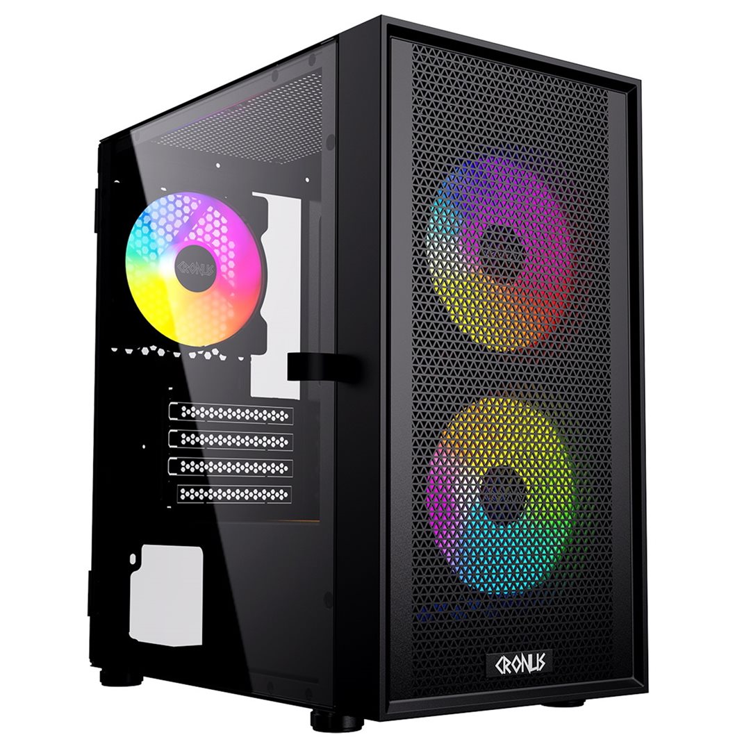 CRONUS Theia CRONUS Theia Case, Gaming, Black, Micro Tower Mesh Front Panel for Optimized Airflow, ARGB LED Fans - Image 1