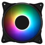 CRONUS HALO-5 Fan, 120mm, 1200RPM, PWM Controlled, 8 Addressable RGB LEDs, 9 Blades for Optimised Airflow, Black Frame, White Blades