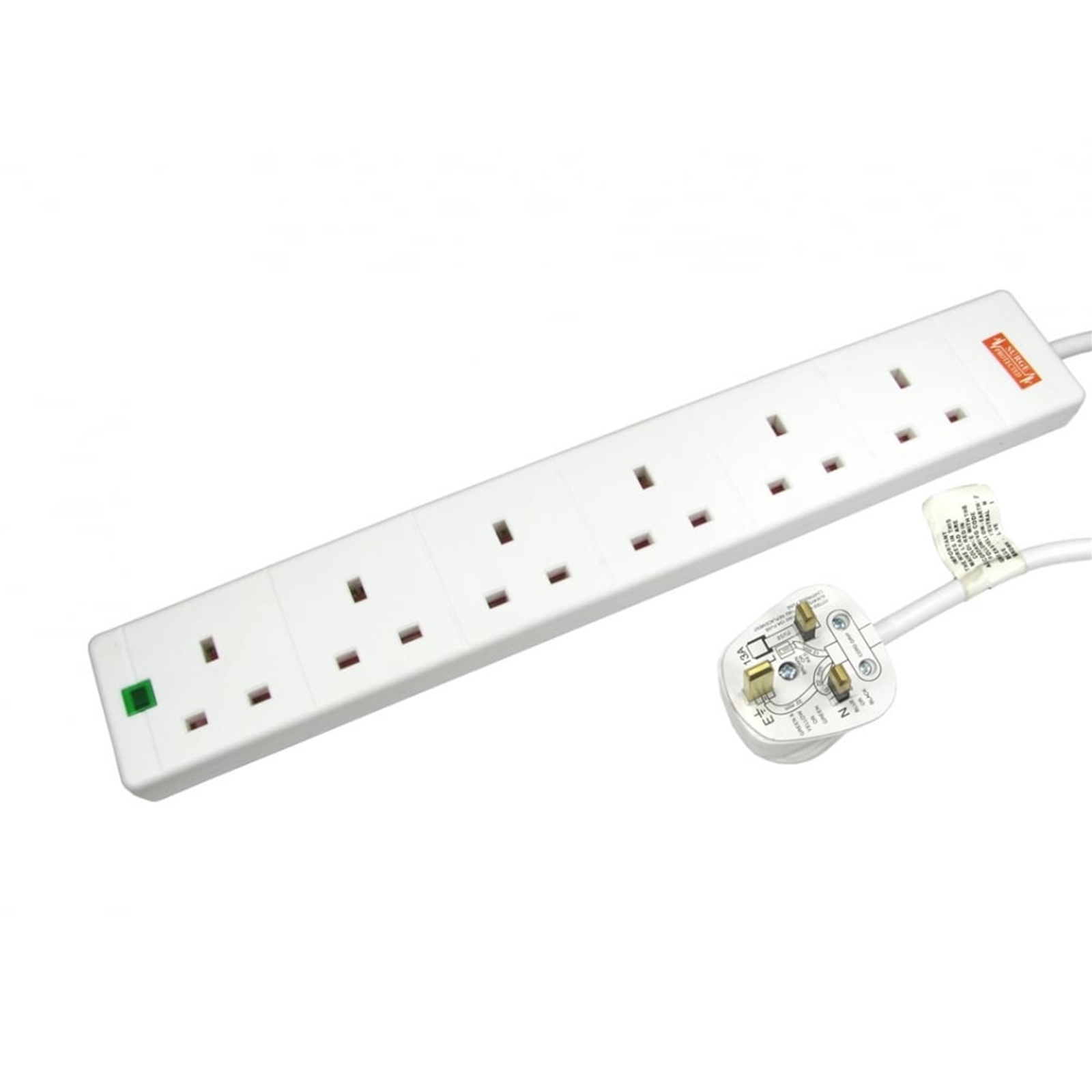 CLTAR-RB02M06SPD Surge Protected 6 Gang Power Extension 2M - Image 1
