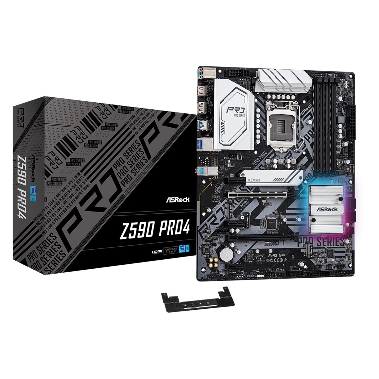 MBASR-Z590PRO4 ASRock Z590 Pro4 Intel Socket 1200 ATX HDMI/Displayport USB 3.2 Type-C RGB Motherboard - Image 1