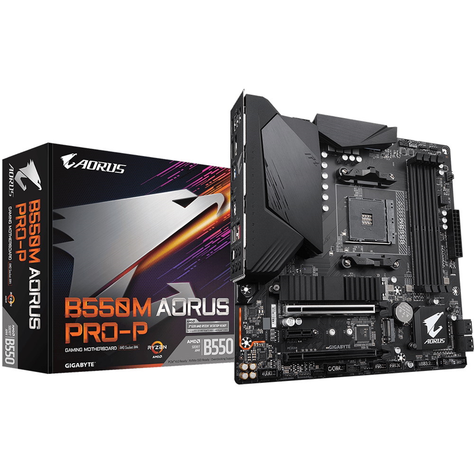 MBGIG-GAB55MAOP Gigabyte B550M AORUS PRO-P AMD Socket AM4 HDMI/DisplayPort Micro ATX M.2 USB 3.2 Type C Motherboard - Image 1