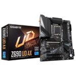 Gigabyte Z690 UD AX DDR5 Motherboard, Intel Socket 1700, 12th Gen, ATX, PCIe 5.0 Design, Ultra Performance VRM Heatsinks, 3 x PCIe 4.0 M.2 with Thermal Guard, 2.5GbE LAN, WIFI6 802.11ax, Rear USB 3.2 Gen 2x2 Type-C, Q-Flash Plus