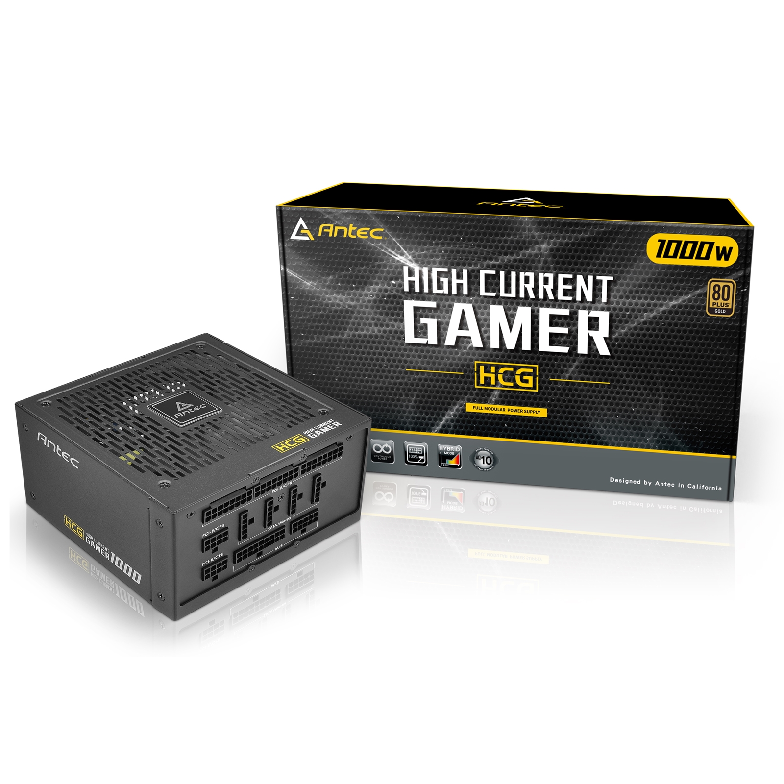 PSANT-HCG1000G Antec HCG1000 GOLD 1000W 135mm FDB Silent Fan 80 PLUS Gold Fully Modular PSU - Image 1